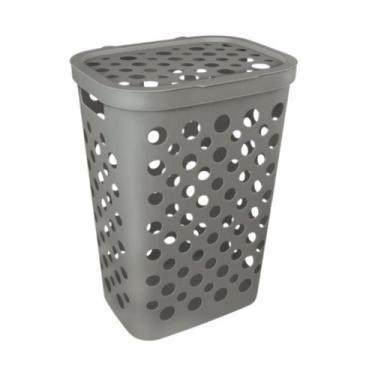 Imagem de Cesto de roupa suja telado 47l com tampa para banheiro ou lavanderia -