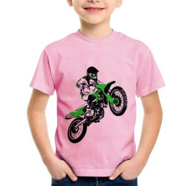 Imagem de Camiseta Infantil Motocross Jump Verde - Foca na Moda, Rosa bebê, 8