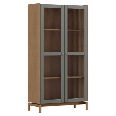Imagem de Cristaleira 190cm 2 Portas Barcelona - Oak e Ferrolack