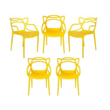 Imagem de Kit 5 Cadeira Allegra Amarela Sala de jantar, Cozinha e Restaurante  -