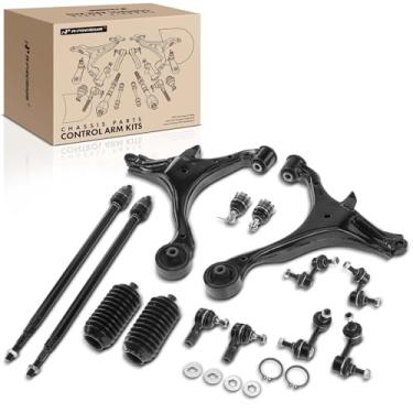 Imagem de A-Premium Conjunto de 14, braço de controle inferior, junta esférica inferior, link de barra de balanço, extremidade de haste de direção externa interna, compatível com Honda Civic 2001 2002 2003 2004