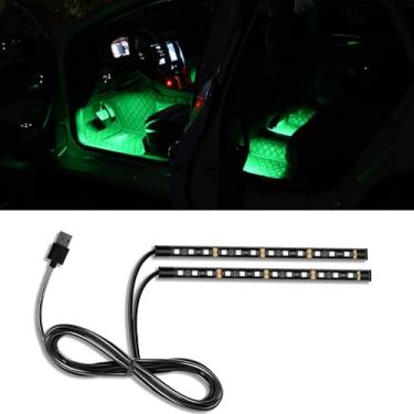 Imagem de Piburth Fita de LED para carro, 24 luzes LED RGB para ambientes interiores sob o painel, luz noturna ambiente de 12 V, lâmpada decorativa interior automotiva, acessórios universais para carros (verde,