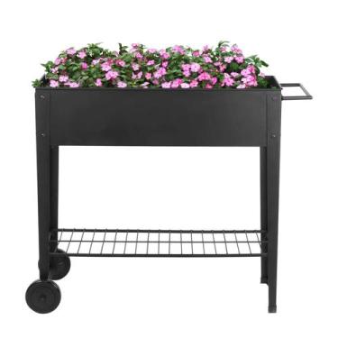 Imagem de Jardineira de Metal com Rodinhas 95x40x80cm Preto - Montar & Plantar