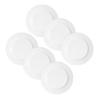 Imagem de Kit 6 Pratos De Sobremesa Branco Melamina 20cm Buffet Hotel - Sakes