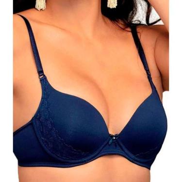 Imagem de Sutiã Bojo Espumado DeMillus 67188 Rendado, Marinho, 44