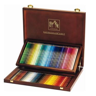 Imagem de Caran D'Ache Lápis de Cor Aquarelável Estojo Madeira, Supracolor, 80 Cores