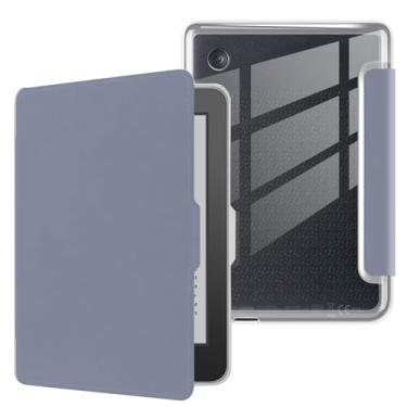 Imagem de Capa para Kobo Clara Color lançado em 2024 de 15 cm, capa traseira de TPU transparente ultra transparente macia e flexível com hibernar/despertar automático para Kobo Clara, cinza escuro