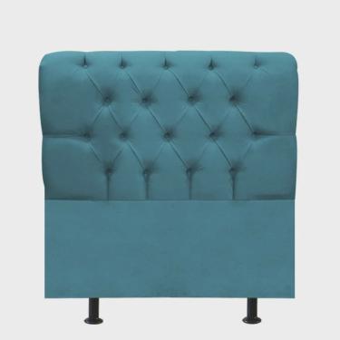 Imagem de Cabeceira Estofada Paris Botão Capitonê 120cm Viúva Solteirão Para Cama Box Quarto Suede Azul Turquesa - Ahz Móveis