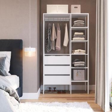 Imagem de Closet Industrial 3 Gavetas com Cabideiro - Placa e Ponto, Branco
