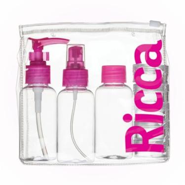 Imagem de Ricca, Kit para Viagem com Tampas, Transparente/Rosa