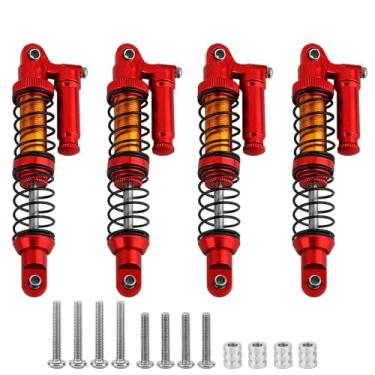 Imagem de RZXYLRC Amortecedor de óleo com amortecedor traseiro traseiro ajustável para 1/10 Traxxas MAXX Monster Trucks RC peças de atualização (vermelho)