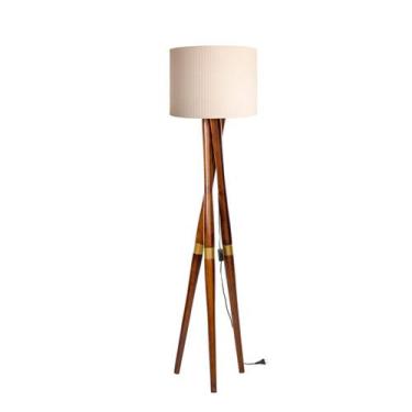 Imagem de Abajur Belíssima Retro Pedestal Madeira Tripé Dourado - A7home, tramé