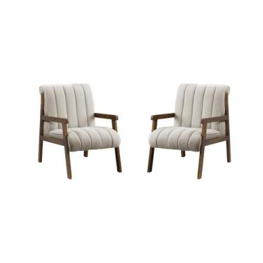 Imagem de Kit 2 Poltrona Cadeira Estofada Para Sala de Jantar e Estar Sabrina Bo