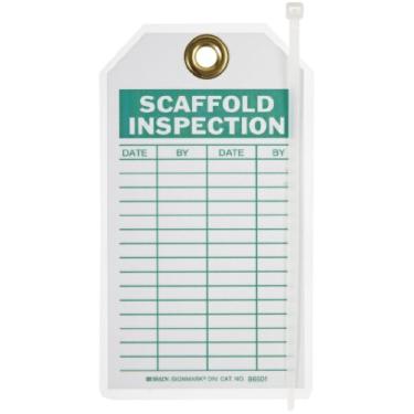 Imagem de Brady 86501 18 cm de altura x 10 cm de largura, poliéster resistente (B-837), etiquetas de inspeção de andaime verde sobre branco (10 etiquetas)