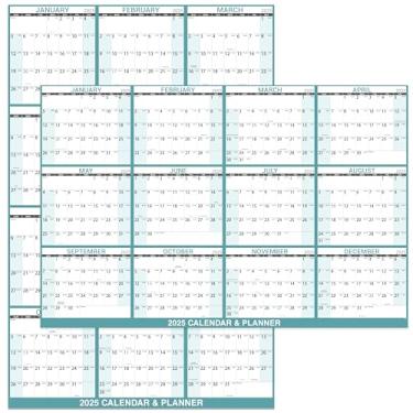Imagem de Calendário apagável a seco 2025 – Calendário anual grande para parede, 81 cm x 121 cm, calendário apagável laminado 2025 com blocos grandes, horizontal/vertical, ótimo para escritório, escola, casa