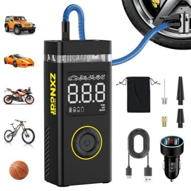 Imagem de Compressor de ar portátil para insuflador de pneu, bomba de 200PSI 20000 mAh para carro sem fio com medidor de pressão, inflação rápida 5X com luzes duplas para carros, bicicletas, motocicletas, bolas