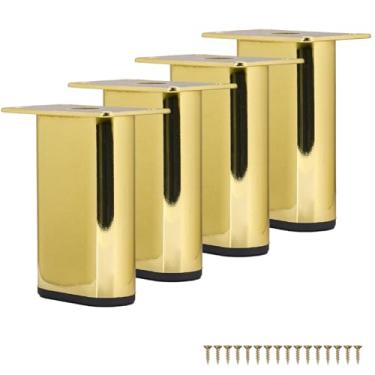 Imagem de Btowin VCF Pés de metal para móveis de 10 cm, 4 peças, suporte de chave de piano quadrado moderno, faça você mesmo, pés de substituição para sofá, armário, cômoda, TV, sofá, armário de cozinha
