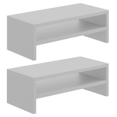 Imagem de Kit 02 Suportes Stand Para Monitores Mesa Escritório Home Office Lap L03 Cinza