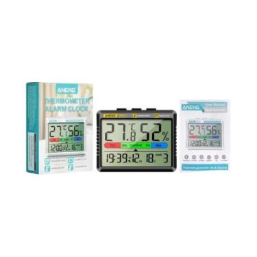 Imagem de Termohigrômetro Digital Interno Lcd Relógio Eletrônico Temperatura Do 