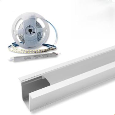 Imagem de Kit Perfil Led Embutir 15x10mm + Fita De Led 240 + Fonte 12v Branco 3000K