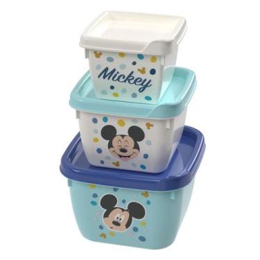 Imagem de Conjunto de Potes de Plástico Infantil Bebê Conect 3 Unidades Quadrado