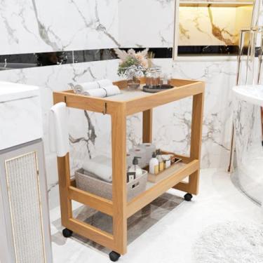 Imagem de Aparador Apoio Carrinho Multiuso Orfeu com Rodízio para Cozinha Banheiro Buffet Manicure (OffWhite)