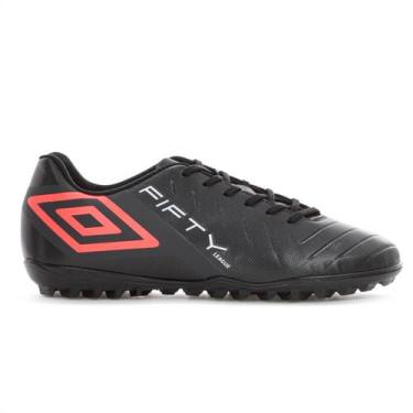 Imagem de Chuteira Umbro Society Fifty Vi League Preto Coral e Branco - Masculin
