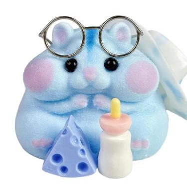 Imagem de Brinquedo Squishy Hamster Taba feito à mão em silicone Mochi Furry Blu