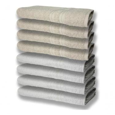 Imagem de 8 Toalhas Grande Felpudas E Grossa 80x150 4 Branco 4 Bege - Toalhas Be