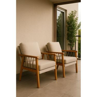 Imagem de Kit 2 Poltronas Lumi Corda Náutica Madeira Maciça Moderna