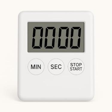 Imagem de Timer Digital de Cozinha com Contagem Regressiva e Progressiva Magnético com Alarme Sonoro para Cozinha Treinos e Estudos Temporizador Digital (Branco)
