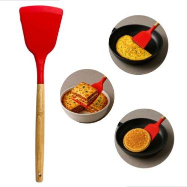 Imagem de Espatula De Silicone 32cm Cor Vermelho Cabo De Madeira Tavolo Moderno 