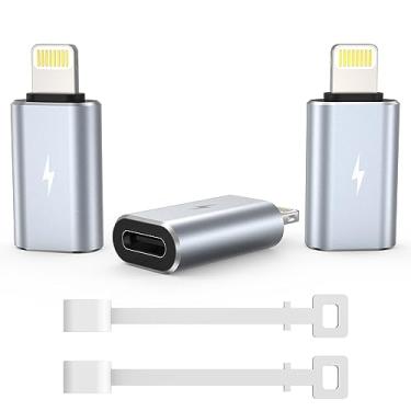 Imagem de TechMatte Adaptador Usb-C Fêmea Para Lightning Macho, Pacote Com 3, Carregamento De 2,2 A, Transferência Dados, Compatível Iphone 14, 13, 12, 11 Xs Se, Ipad, Ipod E Airpods, Não Fones Ouvido/Android