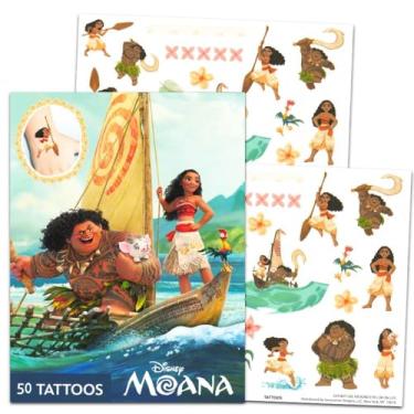 Imagem de Disney Moana Tattoos - 50 Assorted Temporary Tattoos with Bonus Tribal Tattoos (Moana Party Supplies)