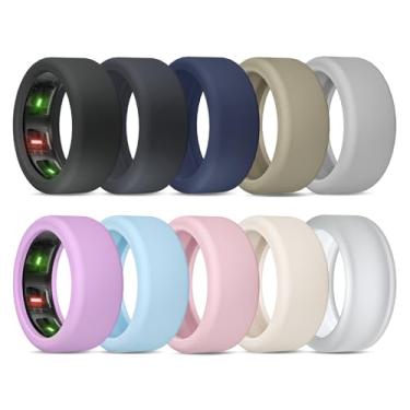 Imagem de BandRain Pacote com 10 capas para Oura Ring Gen 4 e 3/ULTRAHUMAN Ring AIR, capa protetora de silicone elástico antiarranhões acessórios para mulheres e homens malhando academia (10 cores - conjunto 9