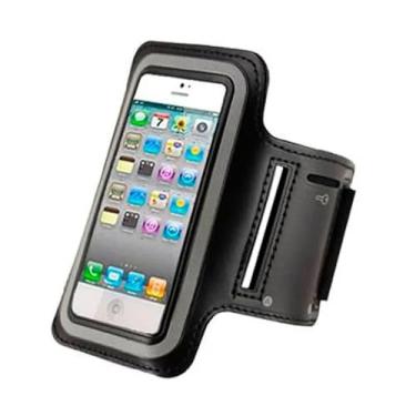 Imagem de Braçadeira Porta Celular para Corrida e Academia, Ajustável, Arm Band Compatível até 5.5", Preto, Leve e Resistente