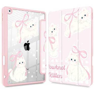 Imagem de May Chen Capa traseira transparente para iPad de 9ª geração com suporte para lápis, iPad 8ª/7ª geração de 10,2 polegadas, suporte para caneta, suporte de três dobras, despertar/hibernar, transparente