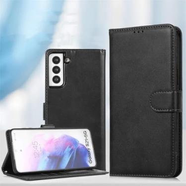 Imagem de HJZSZX Para Samsung Note 10 Lite Capa de couro magnética tipo carteira com suporte para cartão (para Samsung Note 10 Lite/preto)