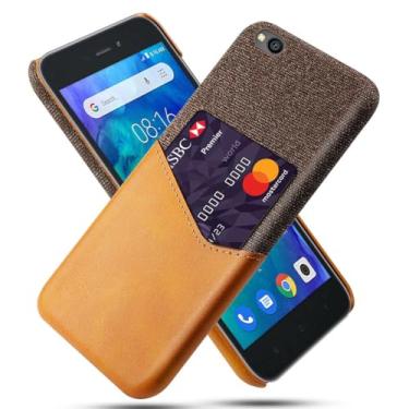 Imagem de Capa para Xiaomi Redmi Go,Tela e tampa de couro PU,Antideslizante,360°cobertura completa à prova de choque com 1 slot de cartão atrás,Prevenção de queda-Brown