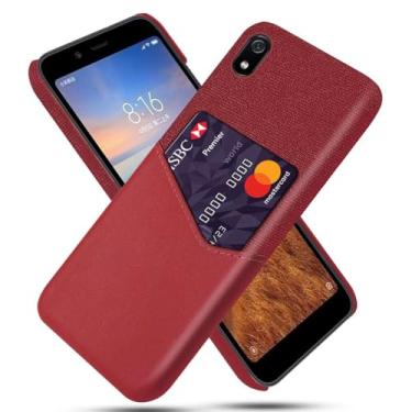 Imagem de Capa para Xiaomi Redmi 7A,Tela e tampa de couro PU,Antideslizante,360°cobertura completa à prova de choque com 1 slot de cartão atrás,Prevenção de queda-Red