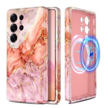 Imagem de Casetego Capa para Galaxy S25 Ultra, compatível com MagSafe,[Teste de queda de grau militar] Capa feminina fina à prova de choque robusta mármore para Samsung Galaxy S25 Ultra 6,9 polegadas, dourada