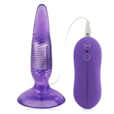 Imagem de Vibrador Anal Plug Butt 10 Vibrações Brinquedo Erótico Anal com 10 Vibrações, Ventosa, Jelly Suave [ROXO] PL003