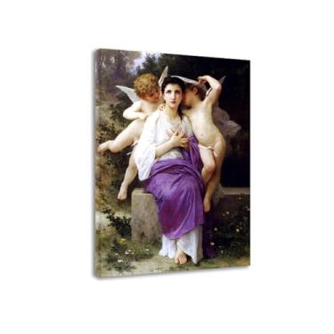 Imagem de LXURY Bouguereau. O despertar do coração. Reprodução de pinturas famosas. Arte de parede em tela. Pôsteres e impressões. Imagem para decoração de casa 80 x 120 cm Moldura interna