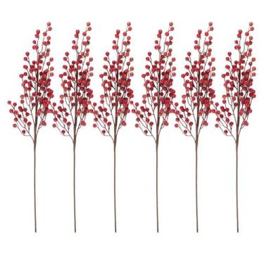 Imagem de 6 Galho Natalino Berries Bolinha Vermelha Árvore Natal 65Cm - Magizi