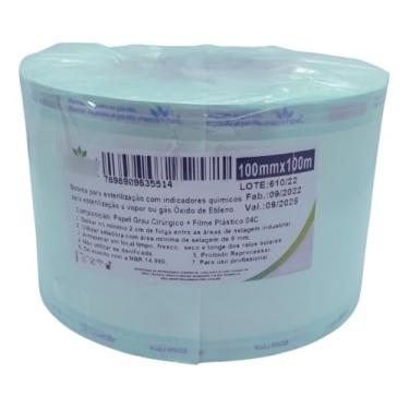 Imagem de Bobina para Esterilização Hospitalar 100mm x 100m Papel Grau Cirúrgico com Indicadores Químicos
