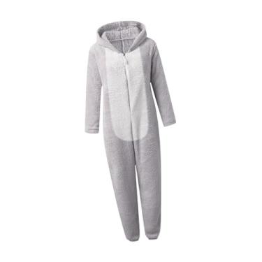Imagem de YIJU Macacão feminino pijama pijama com zíper com capuz para dramatização cosplay, Gray L