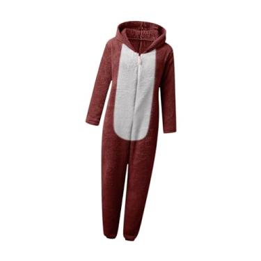 Imagem de simhoa Pijama macacão feminino, macacão feminino, para cosplay, dramatização, Red L