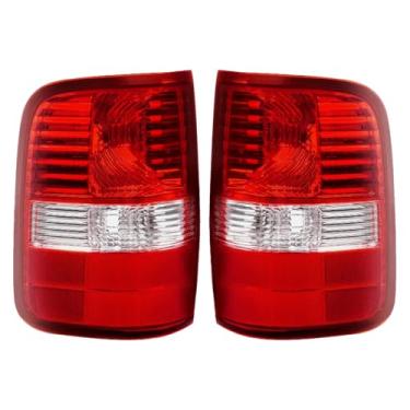 Imagem de Julypanda Luz traseira de para-choque traseiro compatível com Ford F-150 LH+RH 2004-2008 Lâmpada de freio de substituição Luzes de freio de lente vermelha