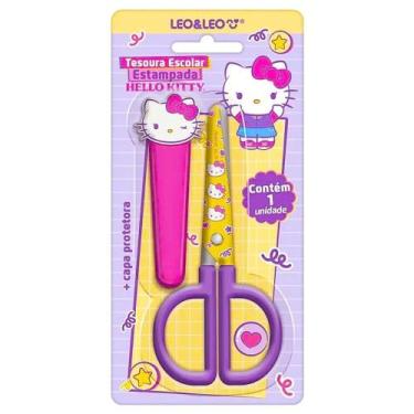 Imagem de Tesoura Escolar Estampada com Capa Hello Kitty 13cm LEO&LEO - Leonora