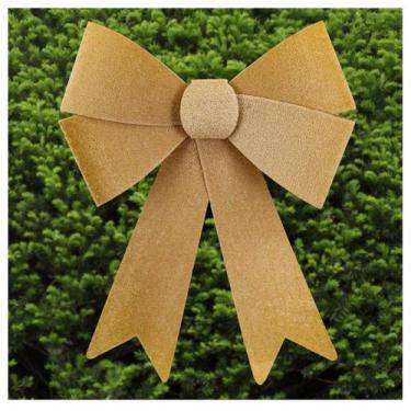 Imagem de Kit 6 Enfeites Árvore Natal Laço Dourado Veludo 27cm - Gici Christmas